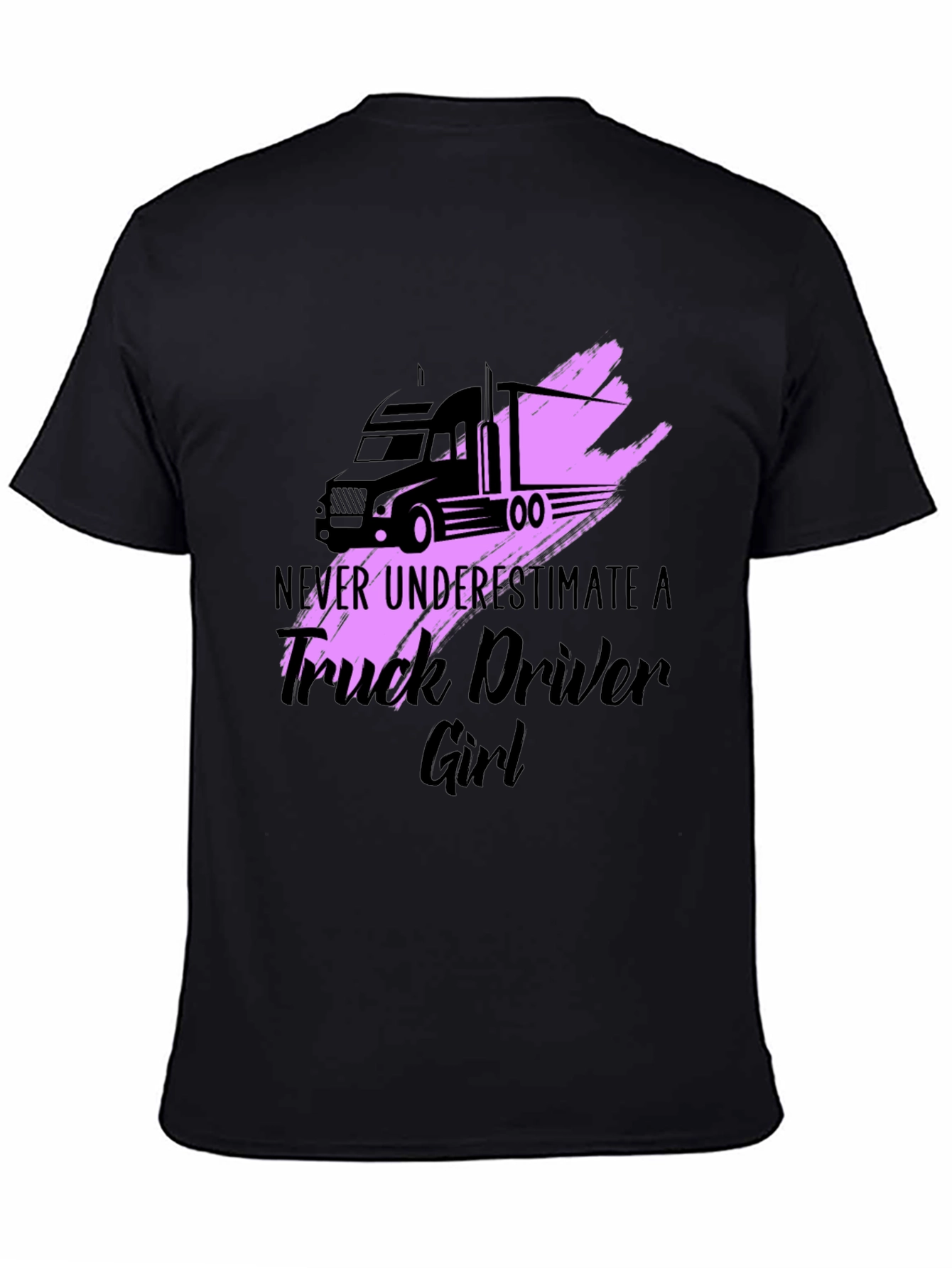 Truck Driver Girl Graphic Tee - Black