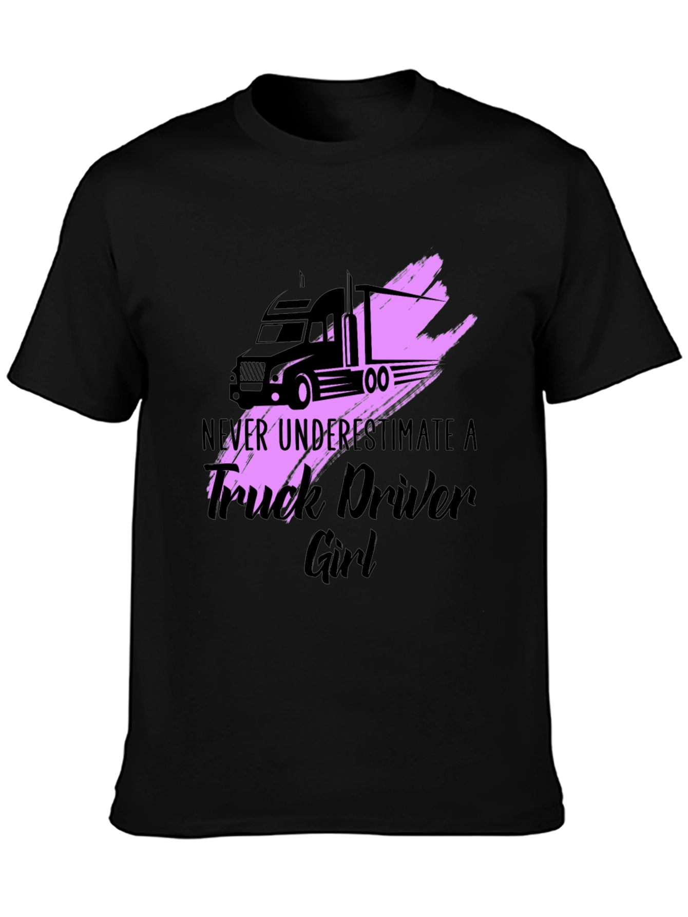 Truck Driver Girl Graphic Tee - Black