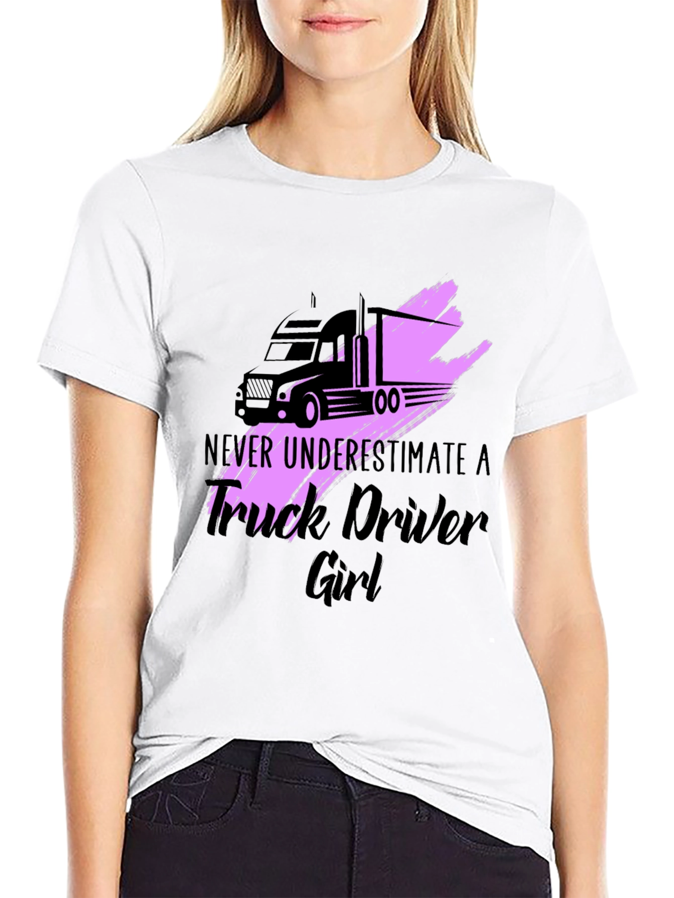 Truck Driver Girl Graphic Tee - Black