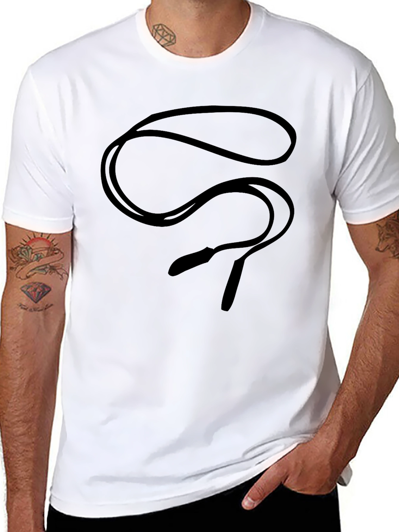 Black Graphic Tee - Lanyard Design Casual Shirt