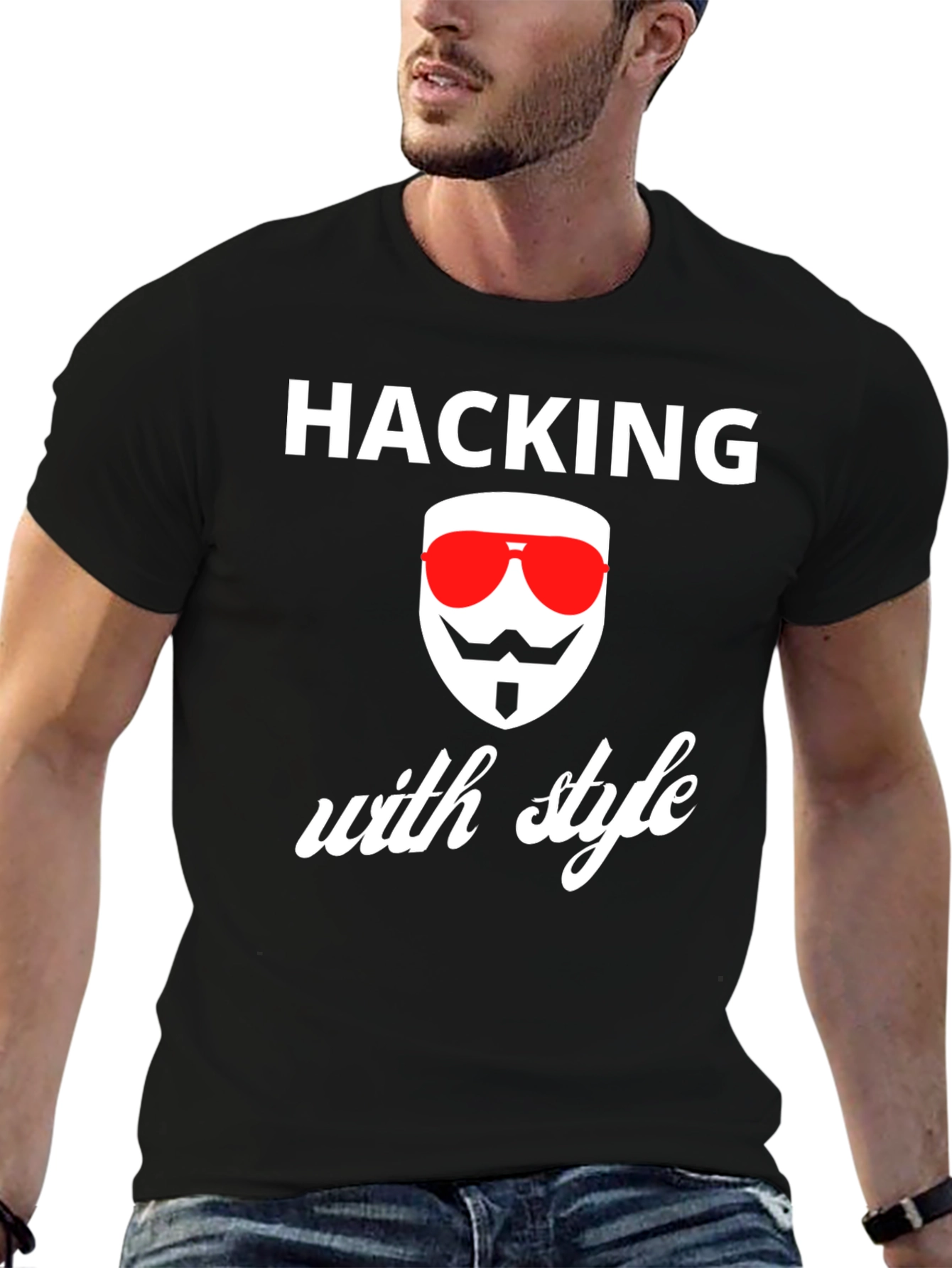 Hacking with Style T-Shirt - Anonymous Mask Graphic Tee