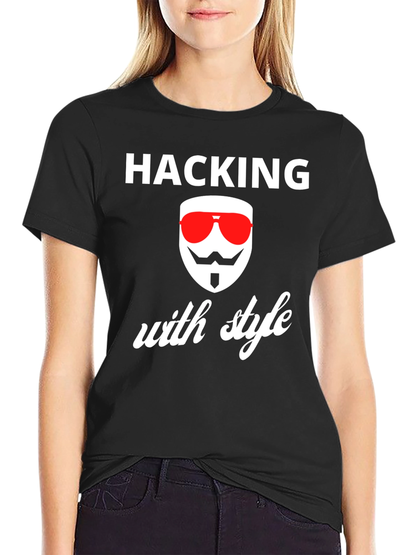Hacking with Style T-Shirt - Anonymous Mask Graphic Tee