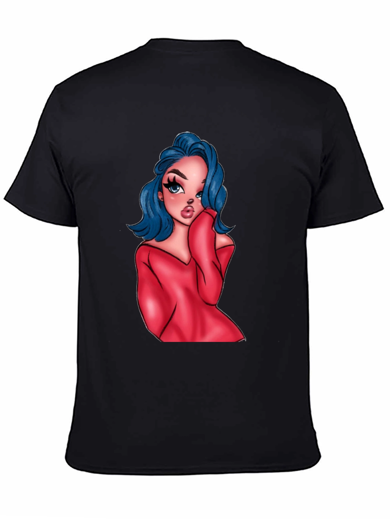 Cartoon Girl Graphic Black T-Shirt