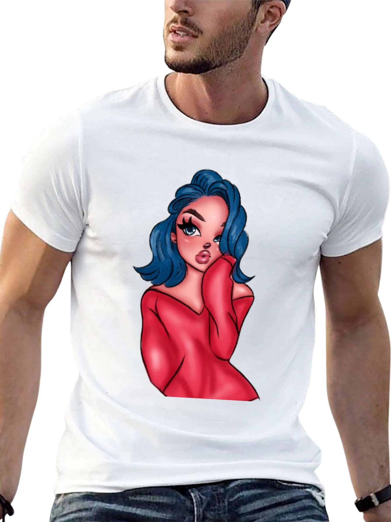 Cartoon Girl Graphic Black T-Shirt