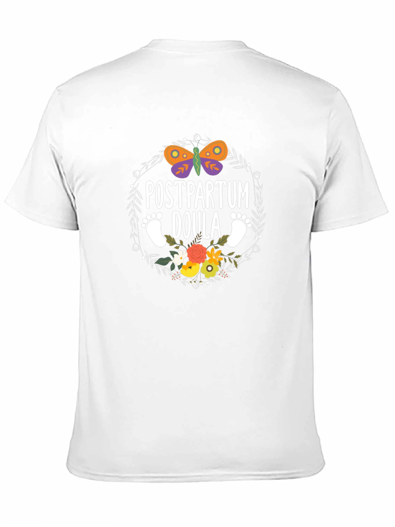 Postpartum Doula T-Shirt - Butterfly & Floral Design