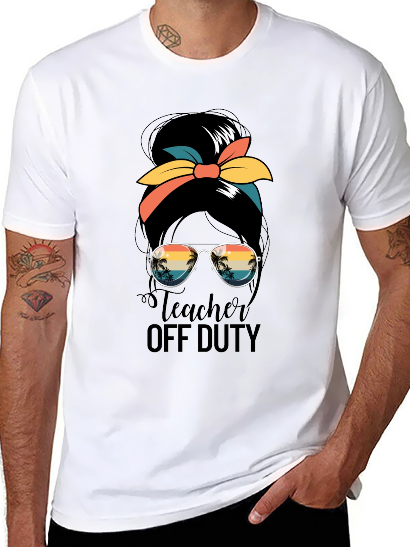 Teacher Off Duty Messy Bun Graphic Tee