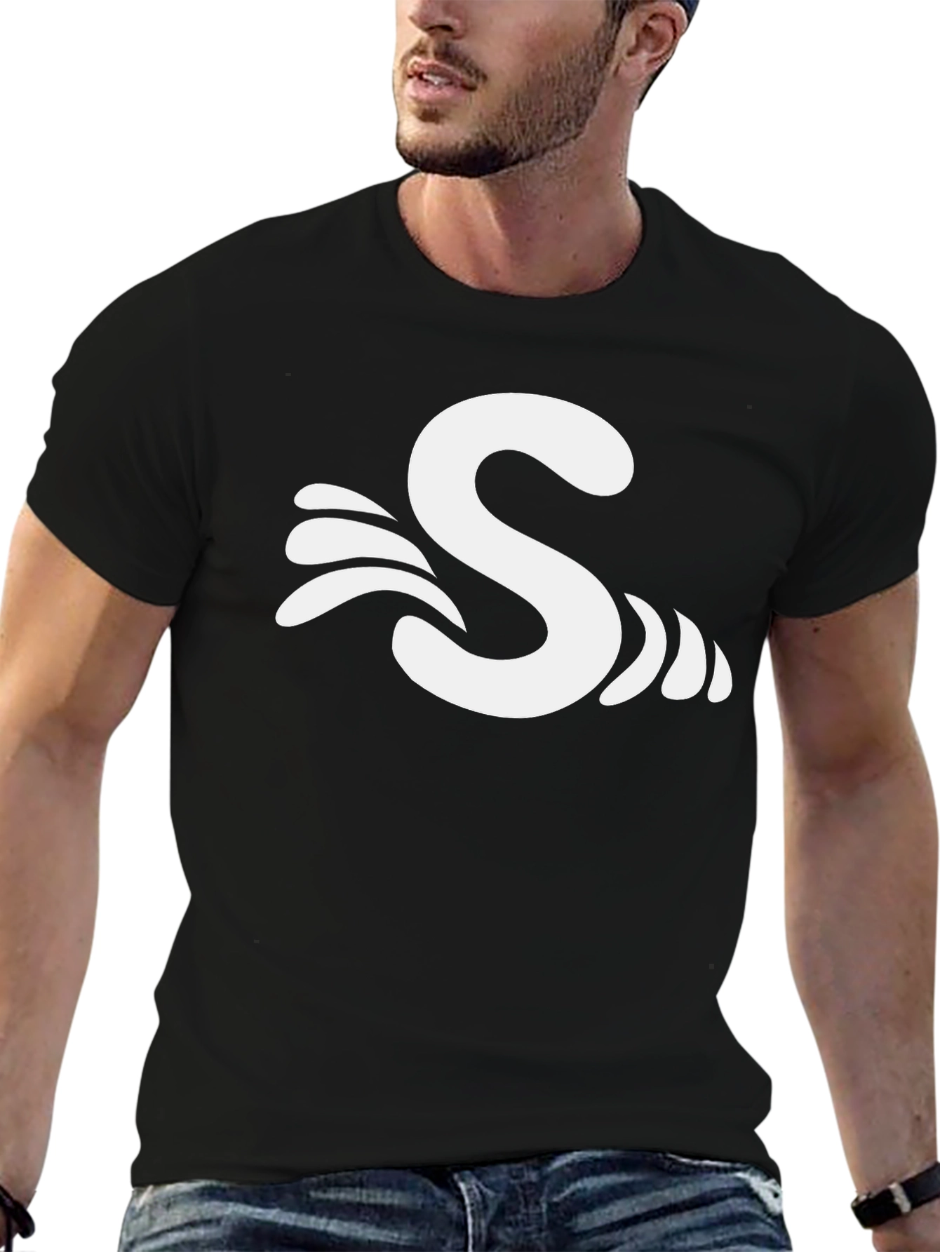 S Wave Black T-Shirt - Stylish and Comfortable