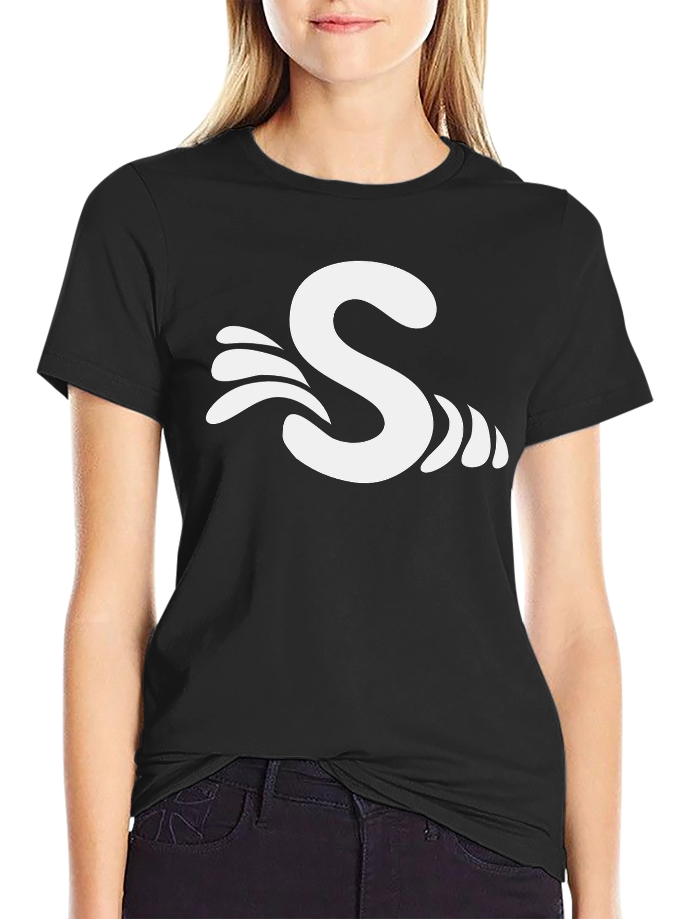 S Wave Black T-Shirt - Stylish and Comfortable