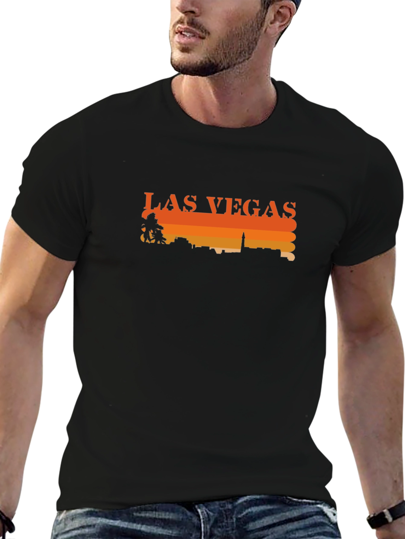 Las Vegas Skyline Graphic Tee - Retro Style T-Shirt