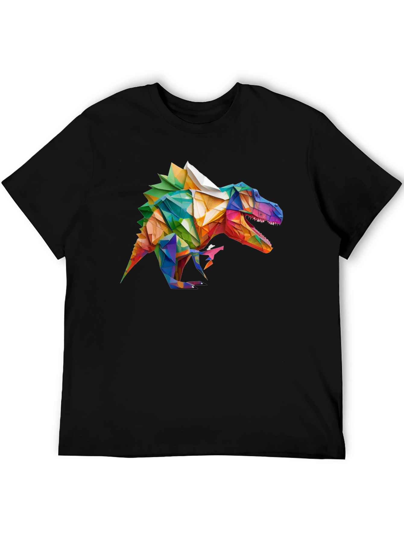 Geometric Dinosaur Graphic T-Shirt - Black