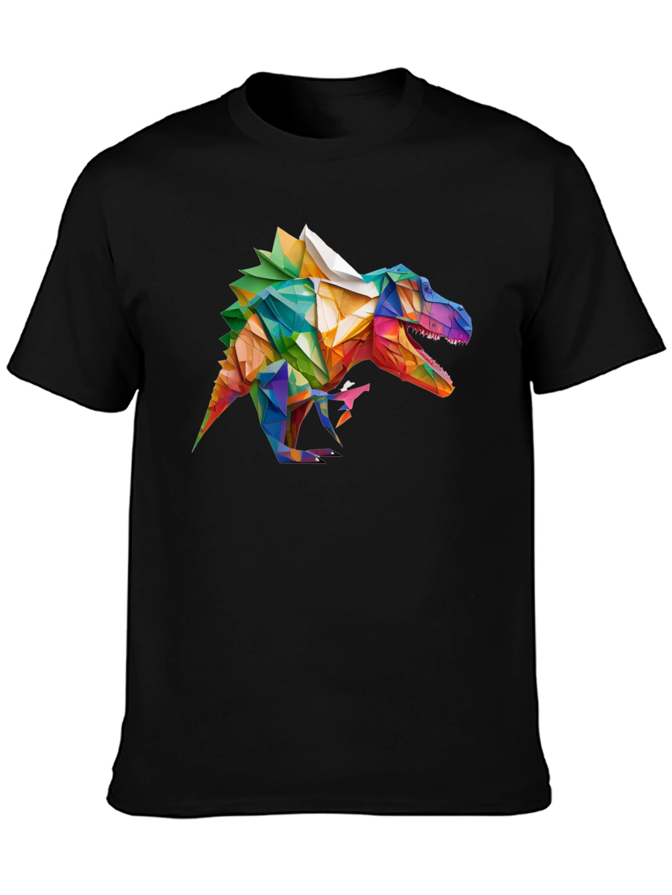 Geometric Dinosaur Graphic T-Shirt - Black