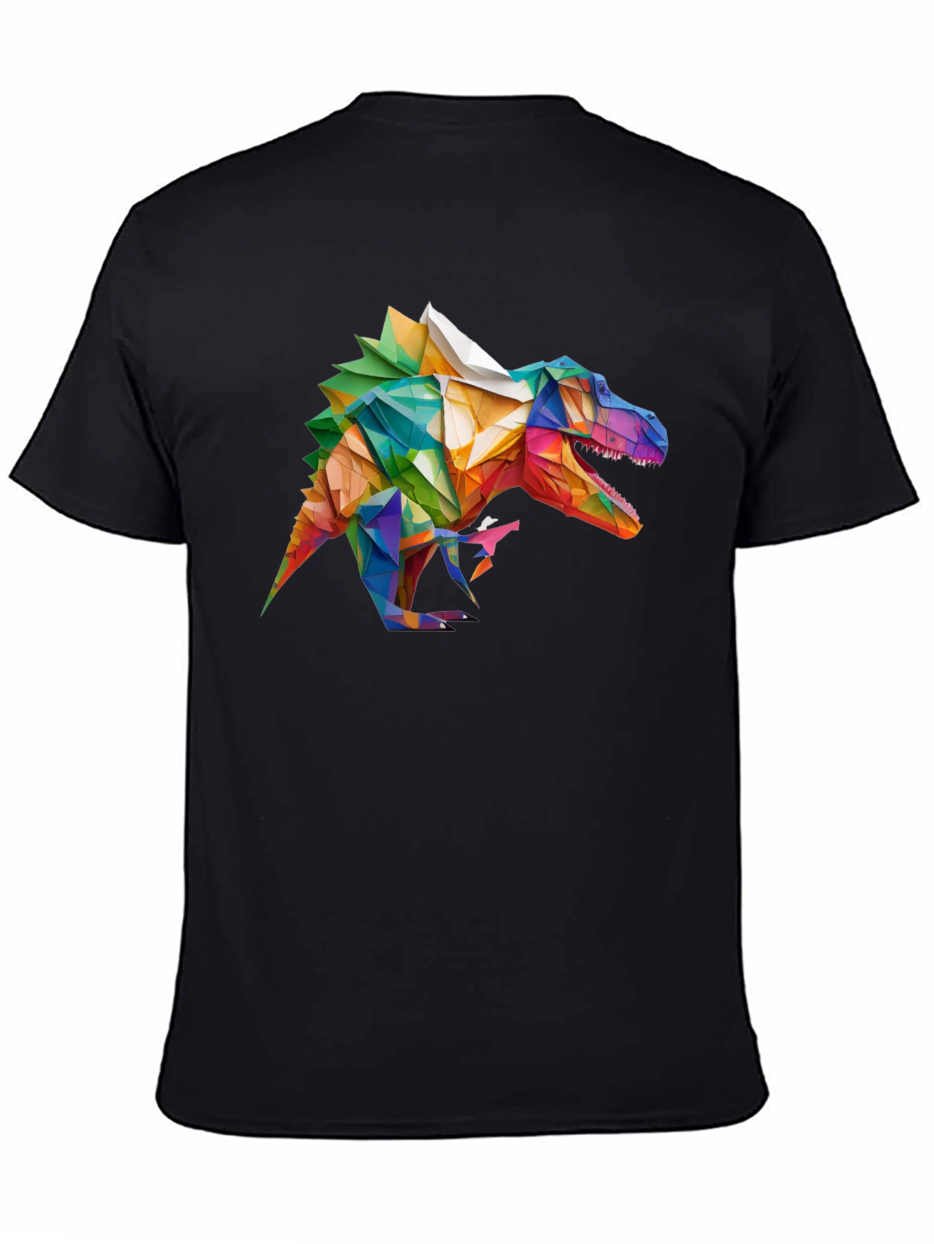 Geometric Dinosaur Graphic T-Shirt - Black