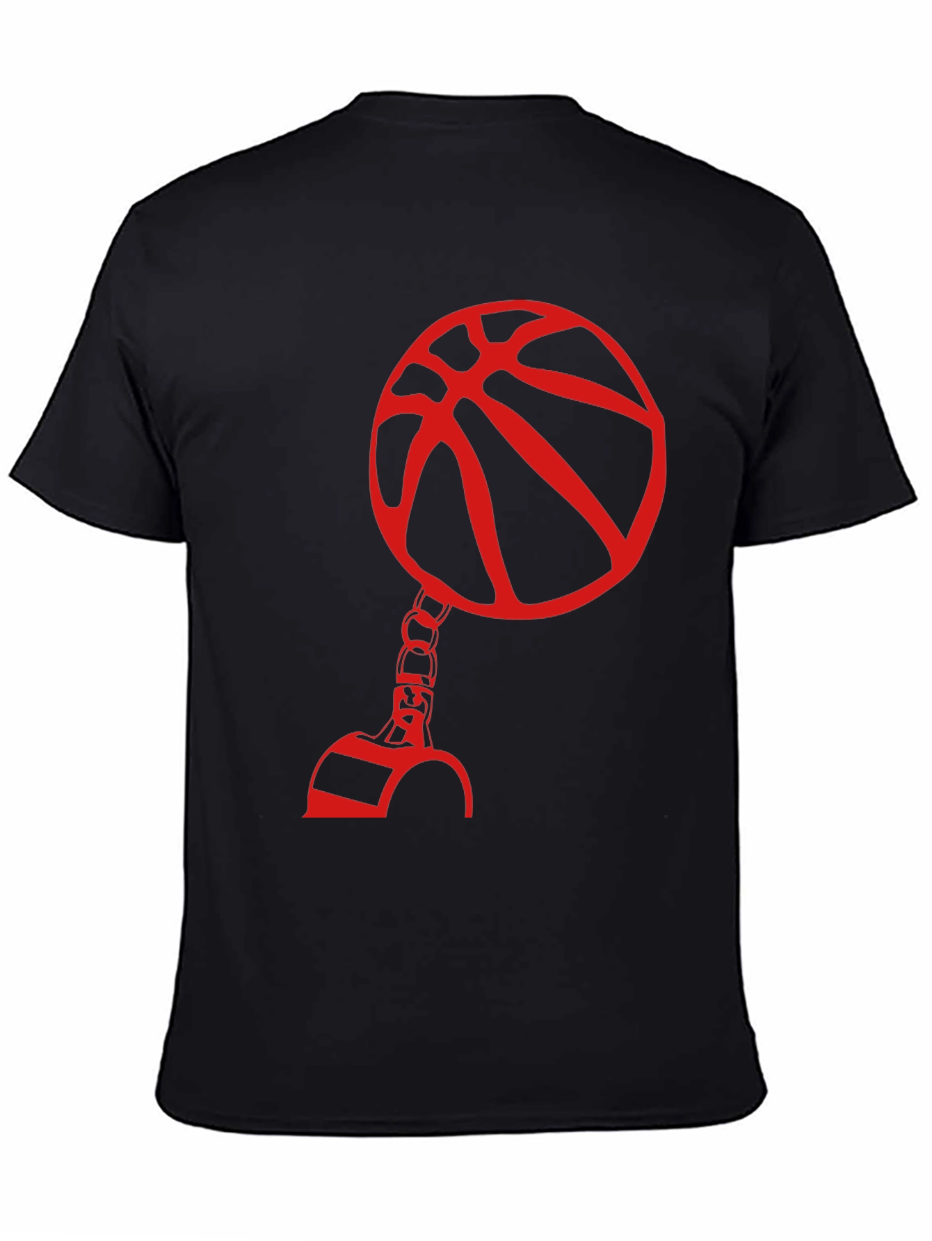 Red Basketball Graphic Print Black T-Shirt