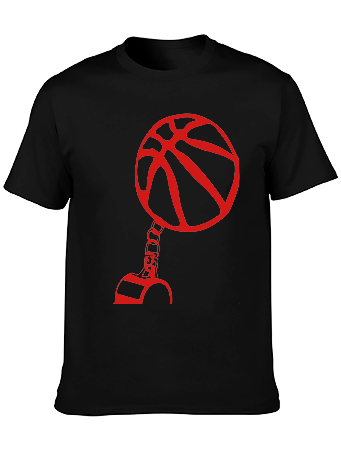 Red Basketball Graphic Print Black T-Shirt