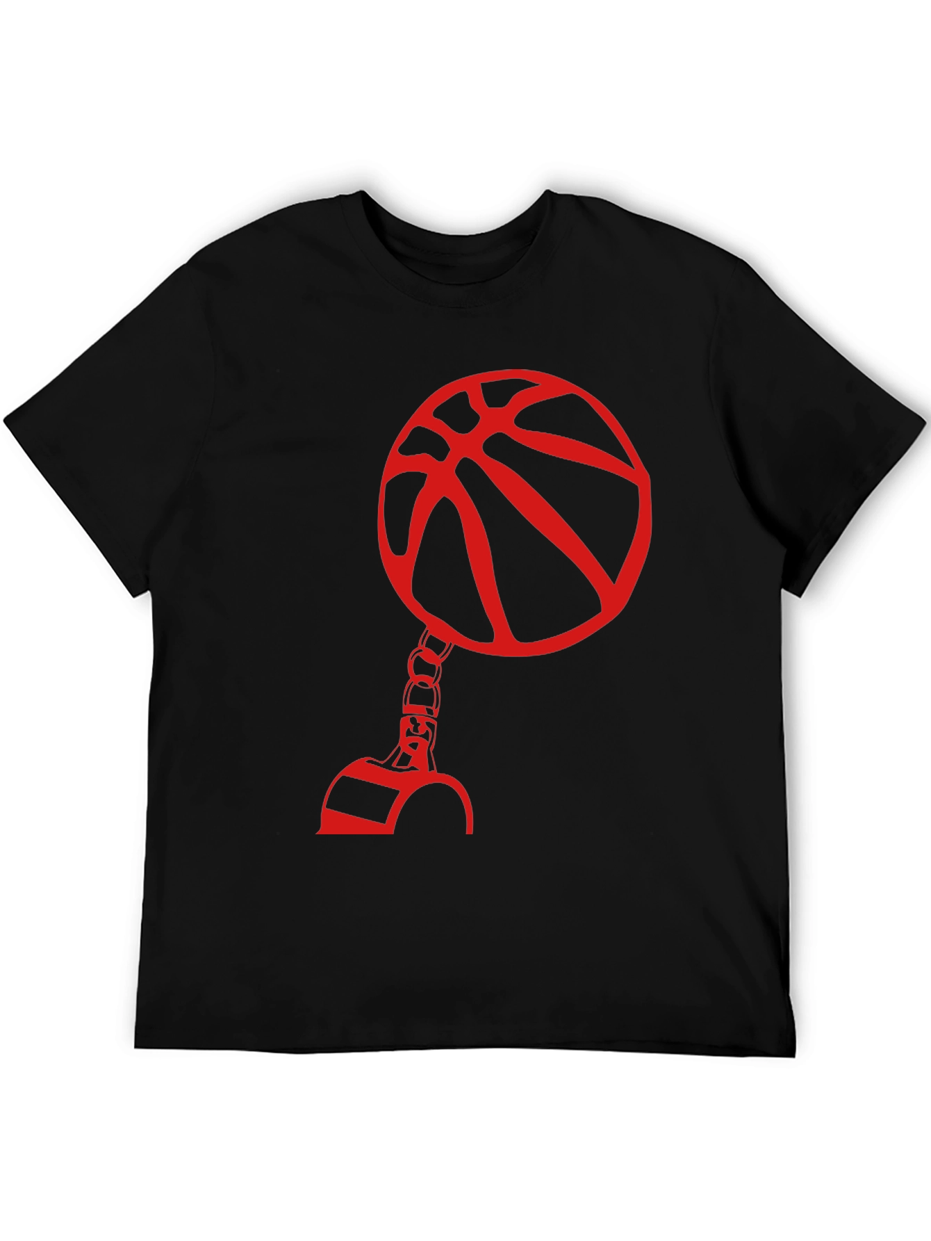 Red Basketball Graphic Print Black T-Shirt