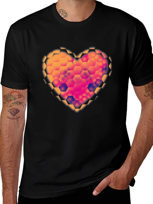 Geometric Heart Black T-Shirt