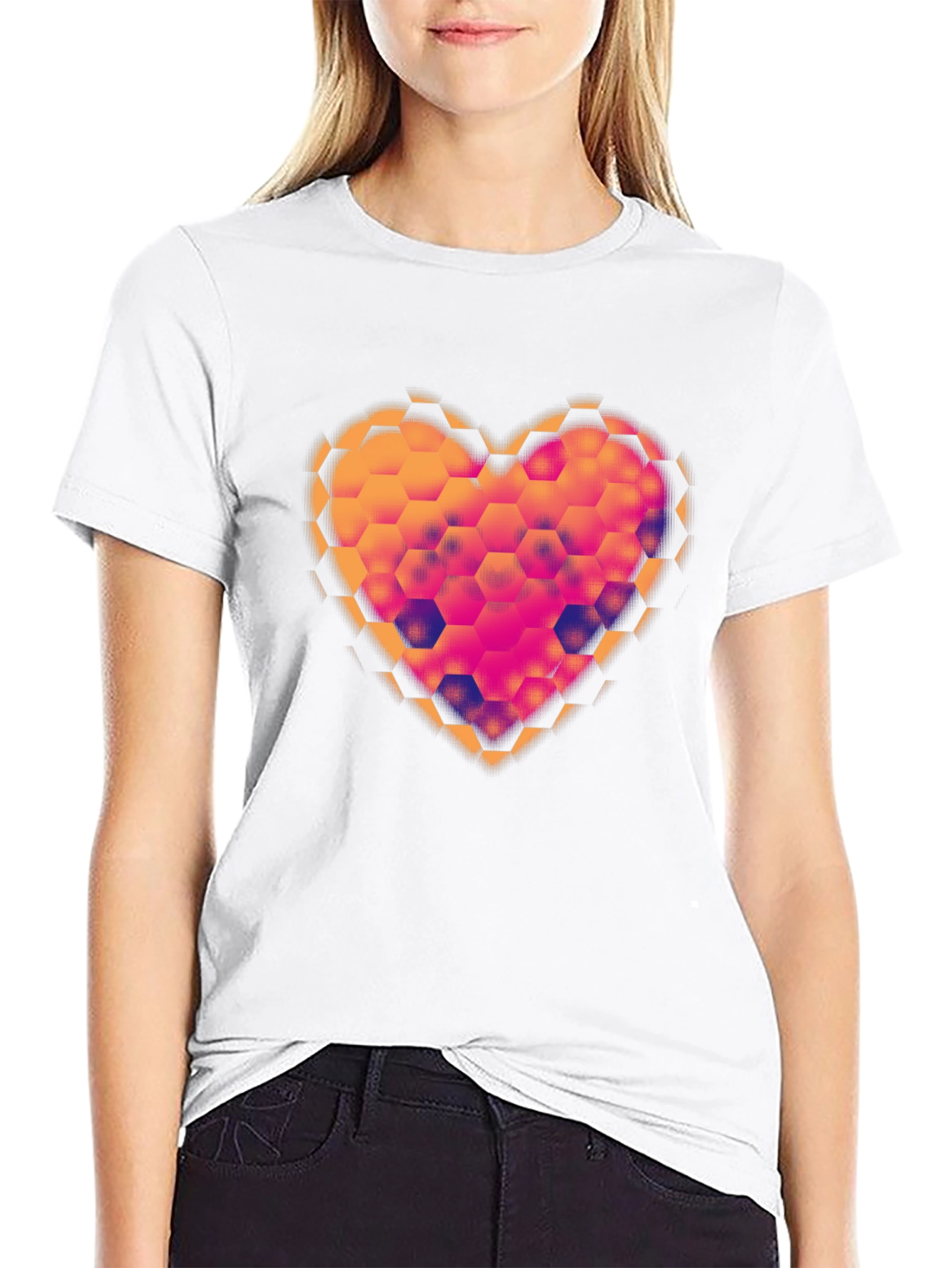 Geometric Heart Black T-Shirt