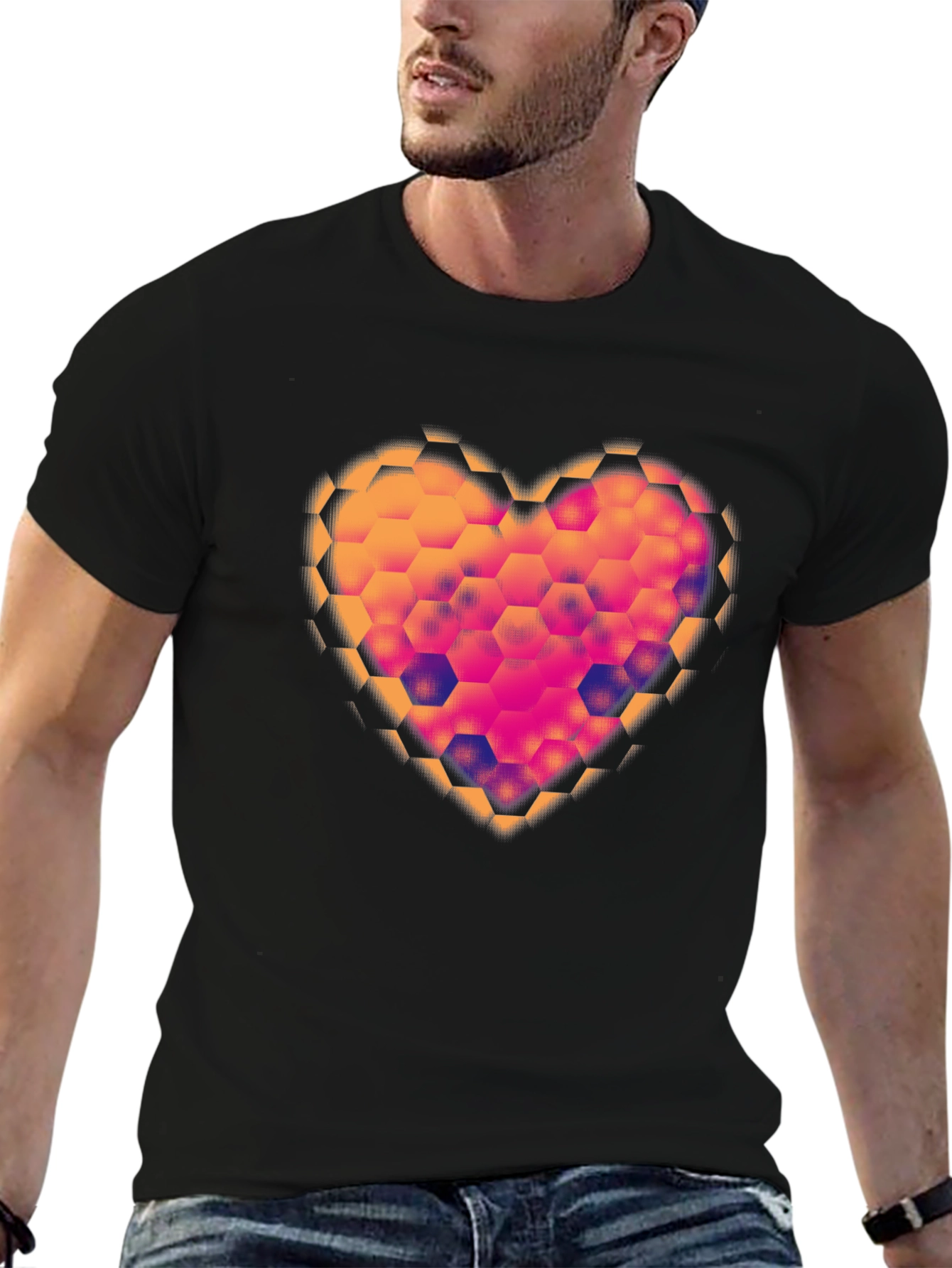 Geometric Heart Black T-Shirt