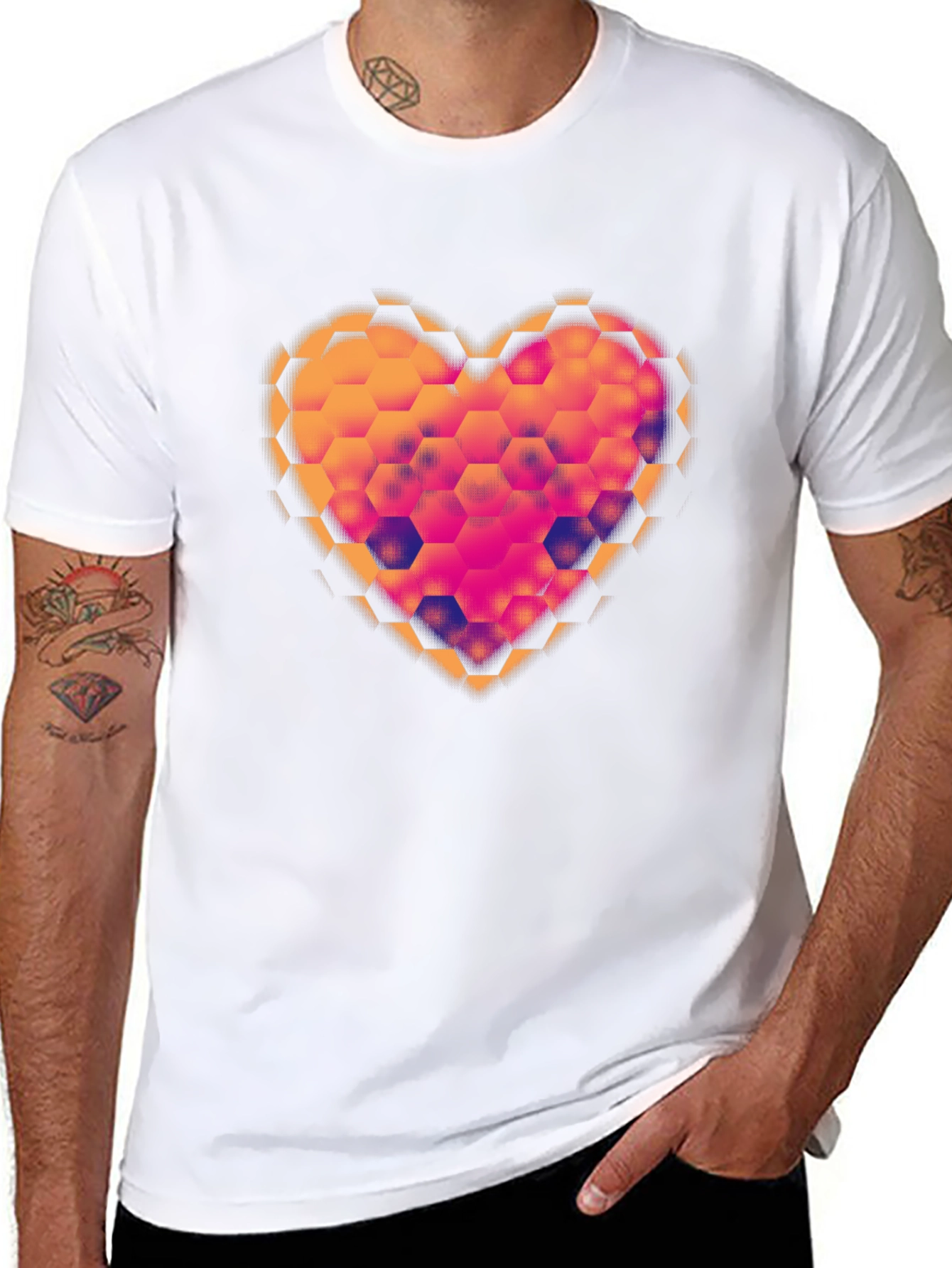 Geometric Heart Black T-Shirt