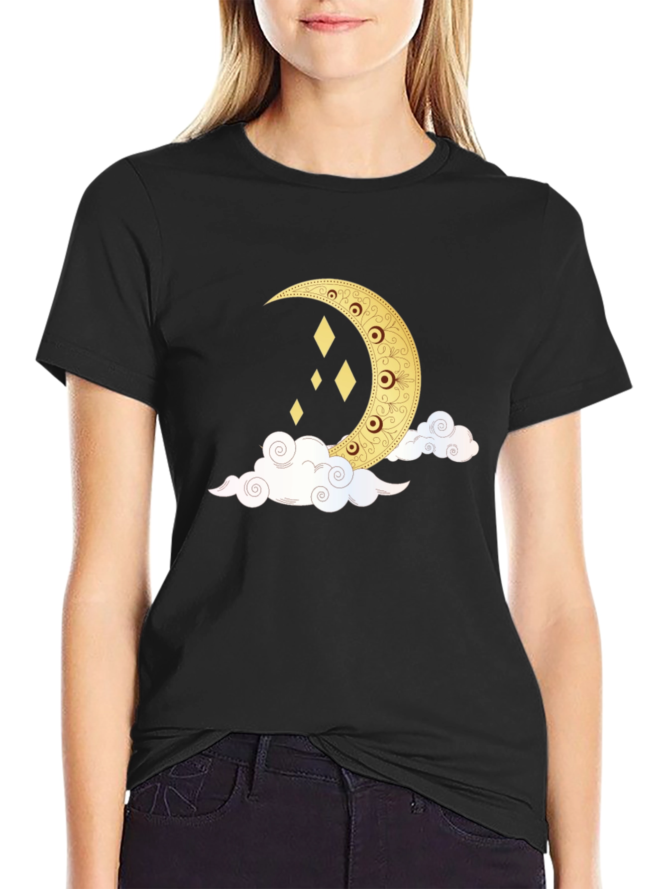 Crescent Moon & Clouds Graphic Tee