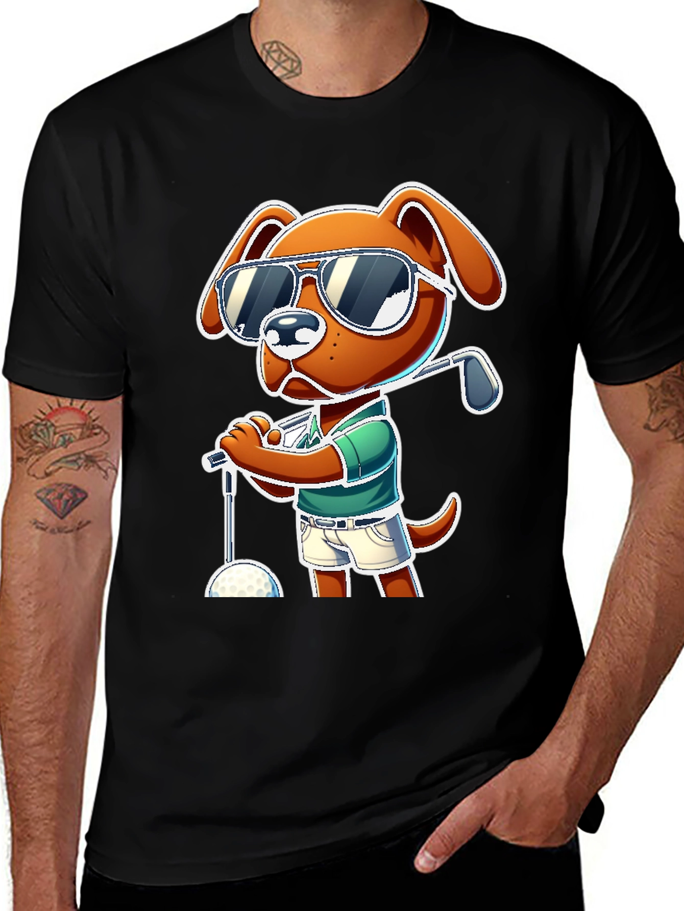 Dog Golfer T-Shirt - Cool Cartoon Design