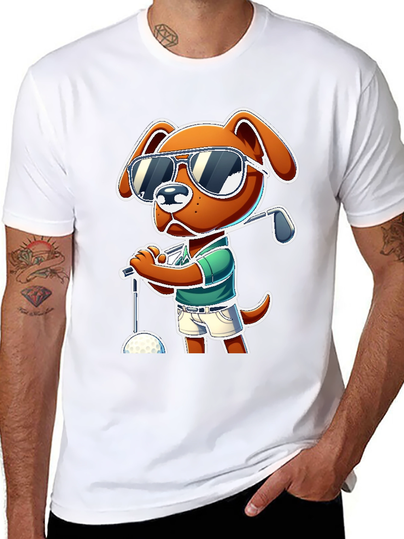 Dog Golfer T-Shirt - Cool Cartoon Design