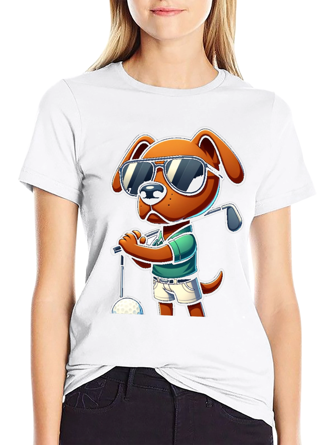 Dog Golfer T-Shirt - Cool Cartoon Design