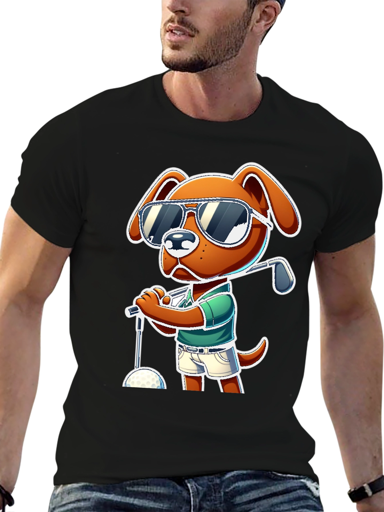 Dog Golfer T-Shirt - Cool Cartoon Design