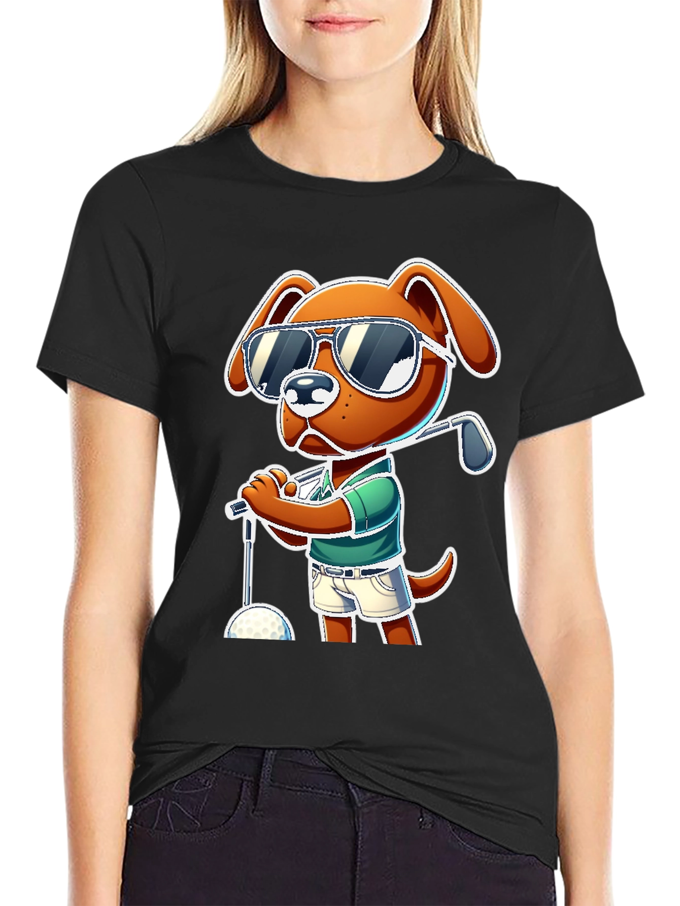 Dog Golfer T-Shirt - Cool Cartoon Design