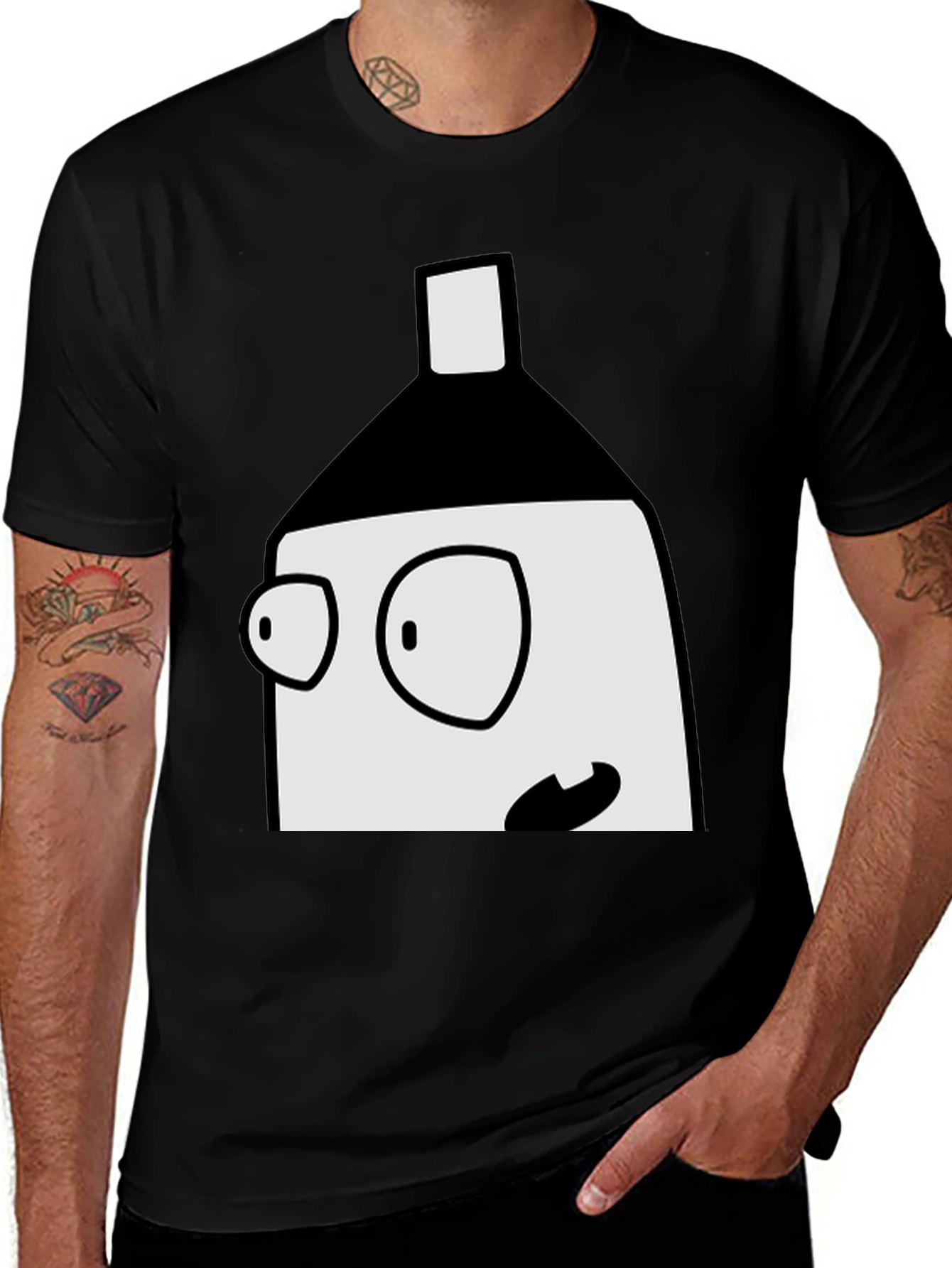 Cartoon Face Black T-Shirt