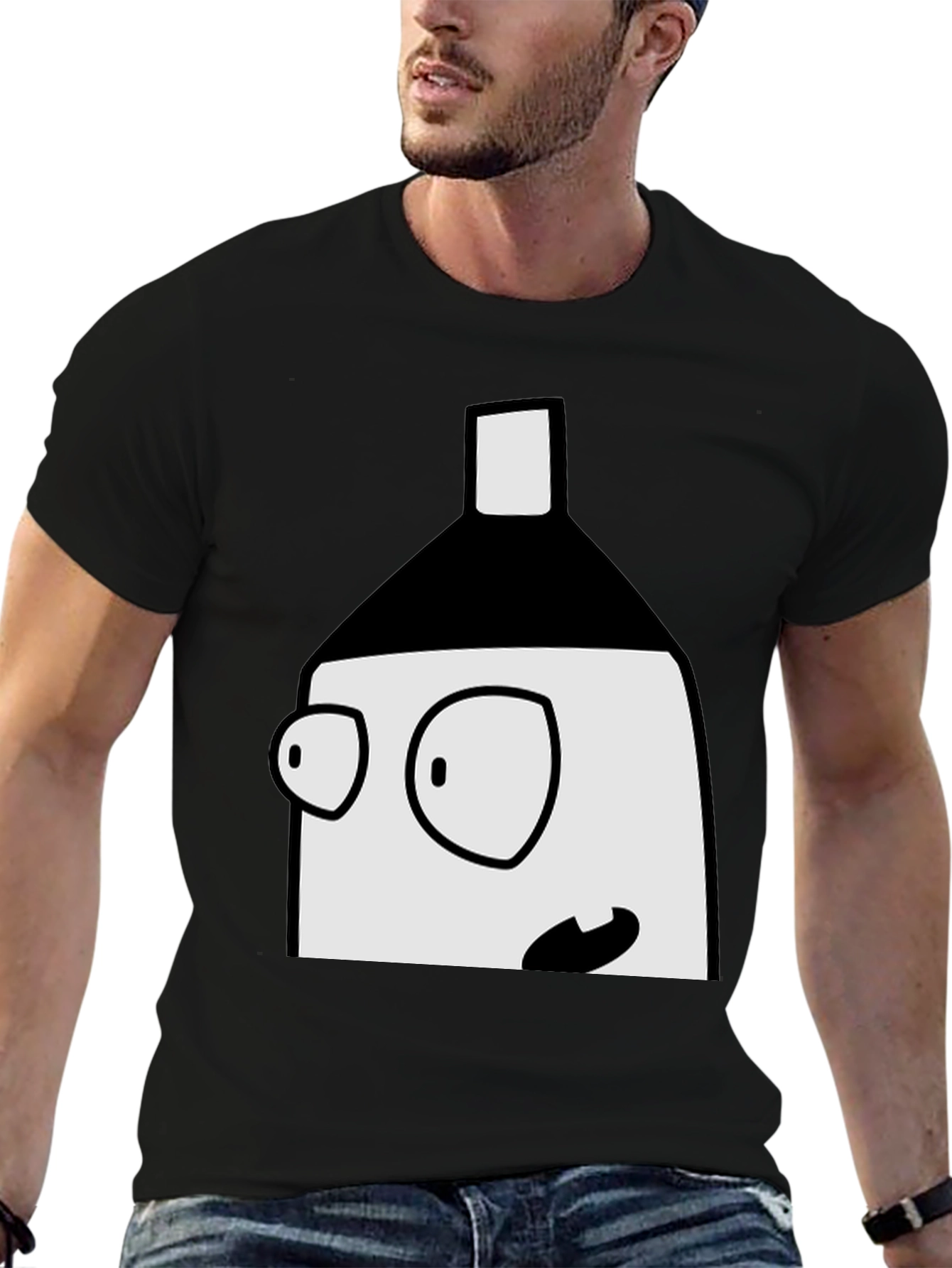 Cartoon Face Black T-Shirt