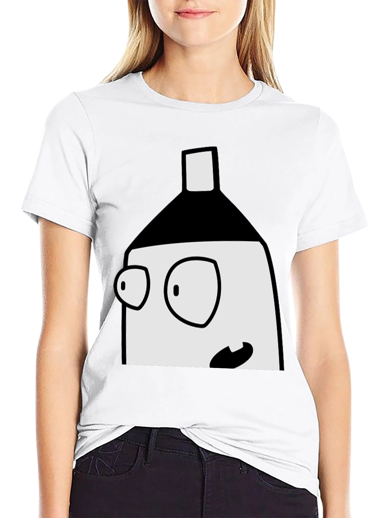 Cartoon Face Black T-Shirt