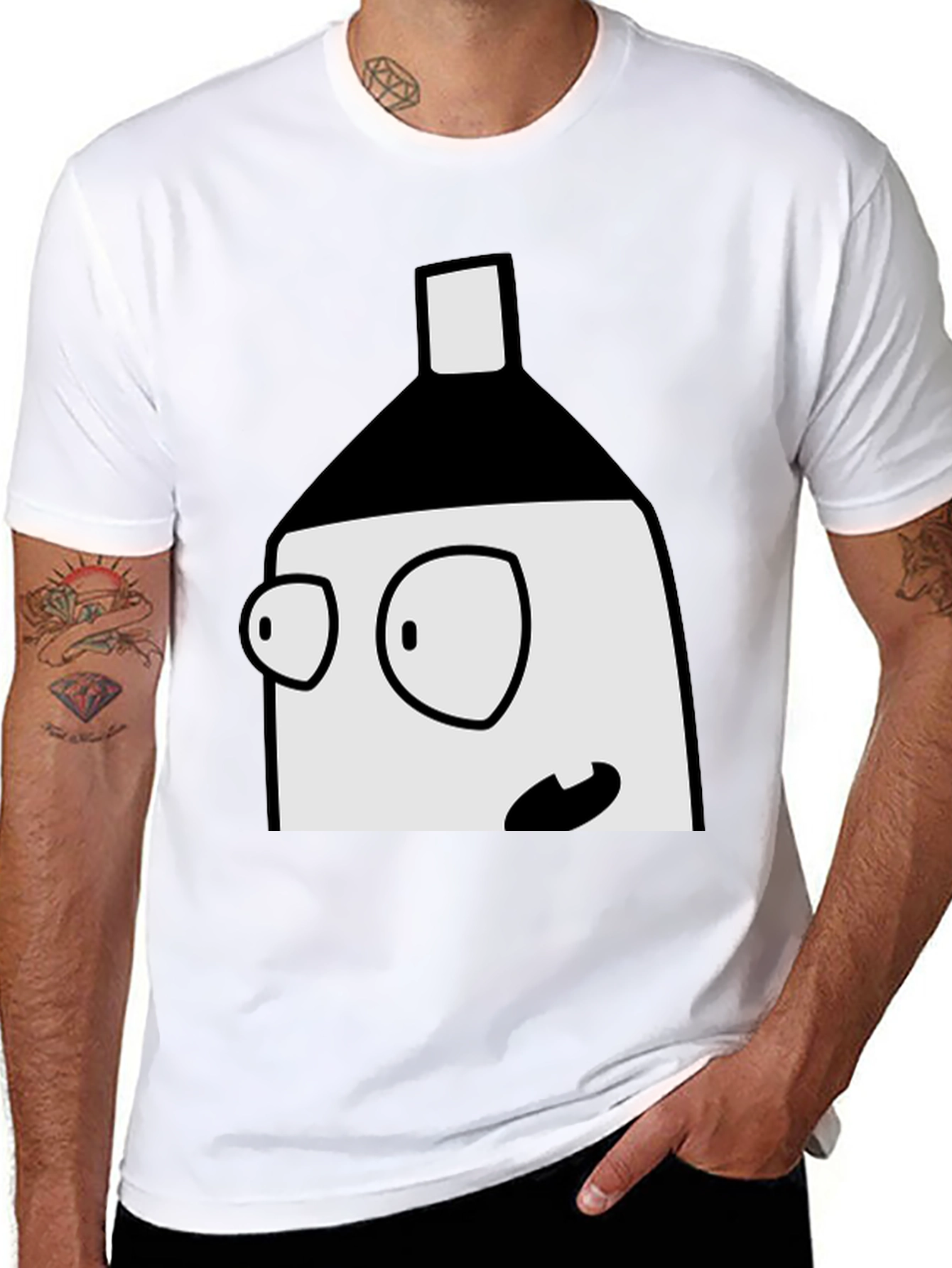 Cartoon Face Black T-Shirt