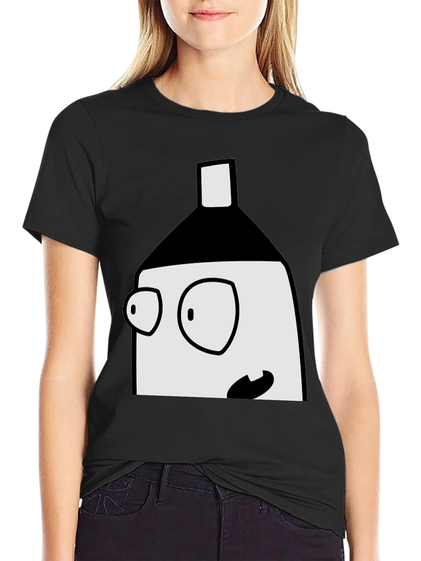 Cartoon Face Black T-Shirt