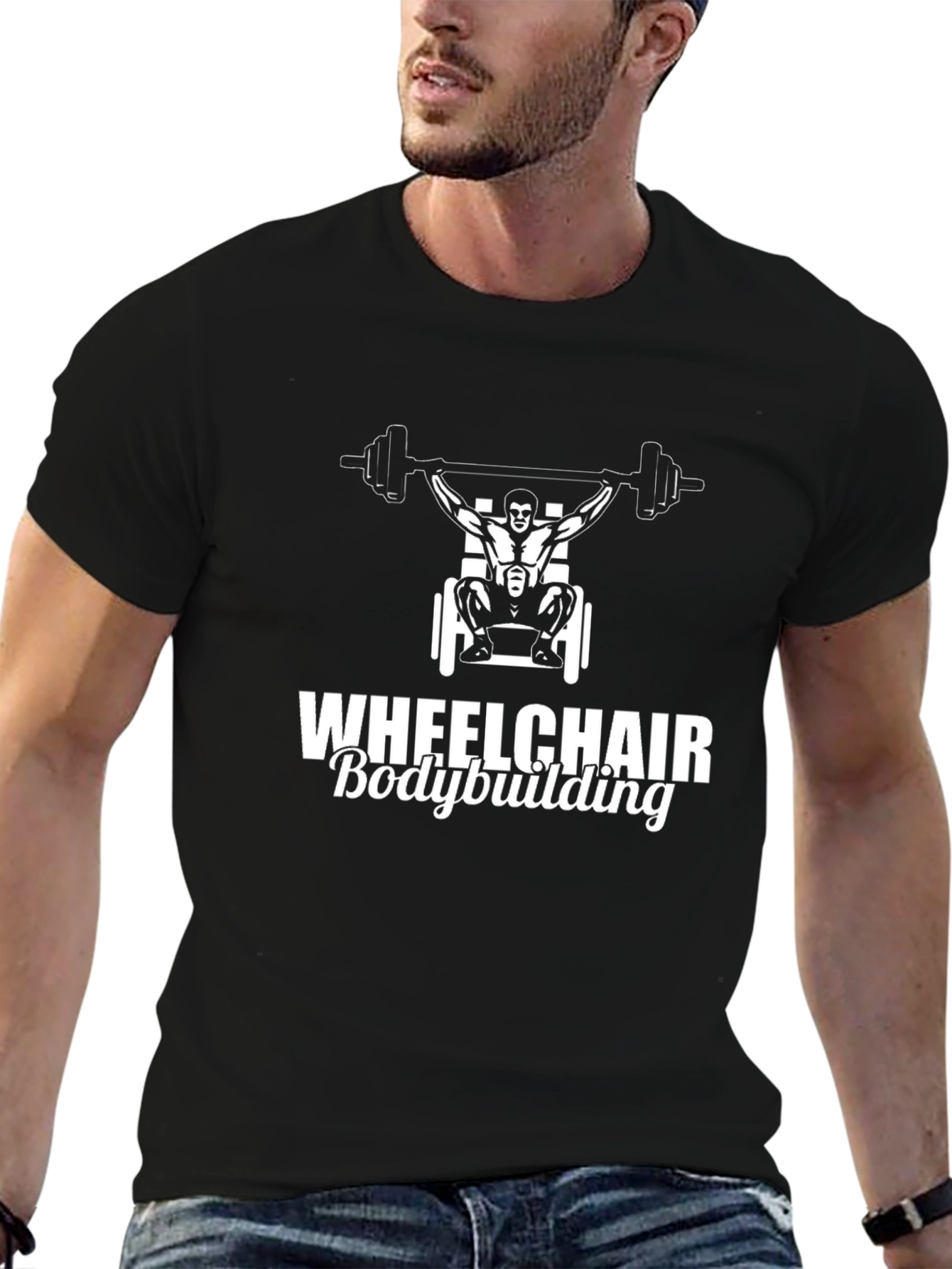 Wheelchair Bodybuilding Graphic T-Shirt Black Unisex