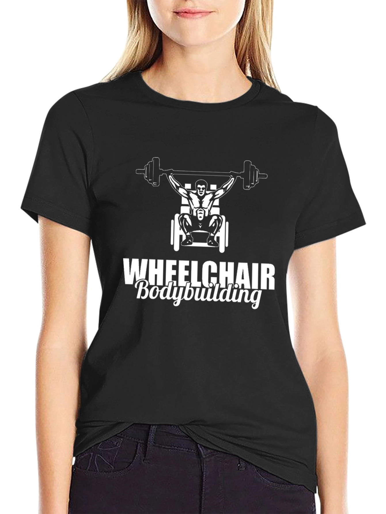 Wheelchair Bodybuilding Graphic T-Shirt Black Unisex