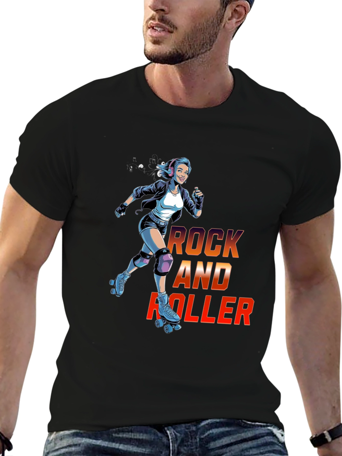 Rock and Roller Graphic T-Shirt - Cool Retro Design