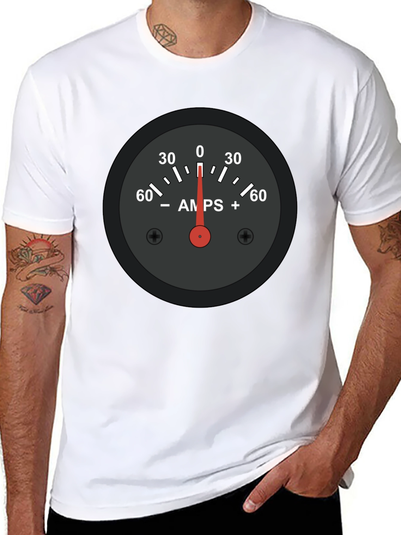 Amps Gauge Graphic Tee - Cool Automotive Shirt