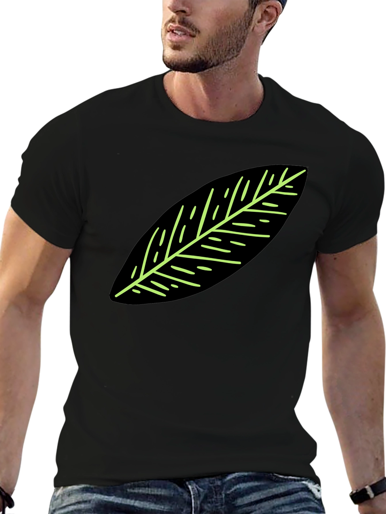 Leaf Graphic Black T-Shirt