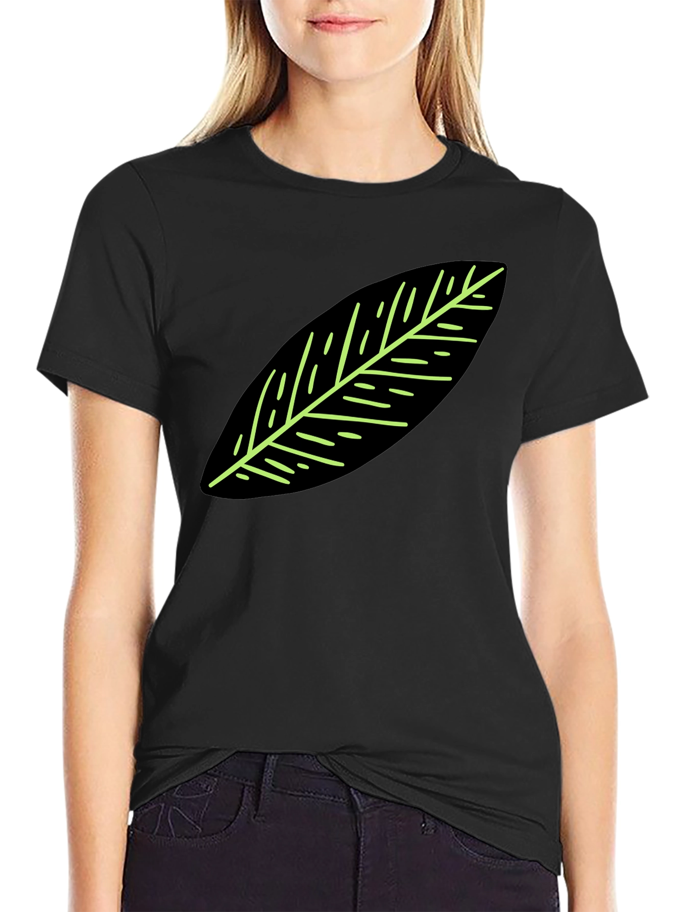 Leaf Graphic Black T-Shirt