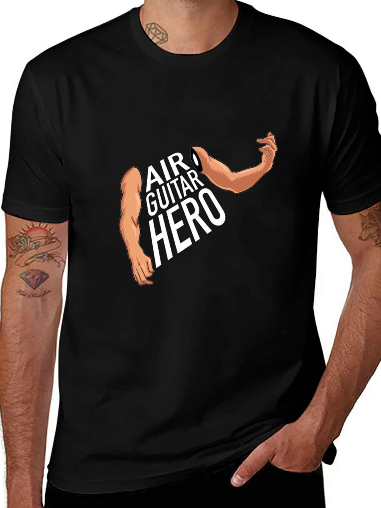 Air Guitar Hero Graphic Tee - Black Cotton T-Shirt