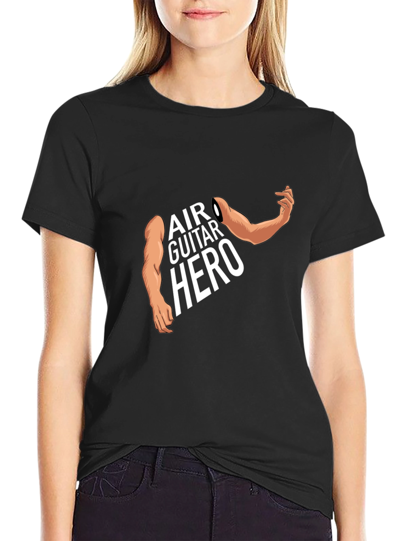 Air Guitar Hero Graphic Tee - Black Cotton T-Shirt