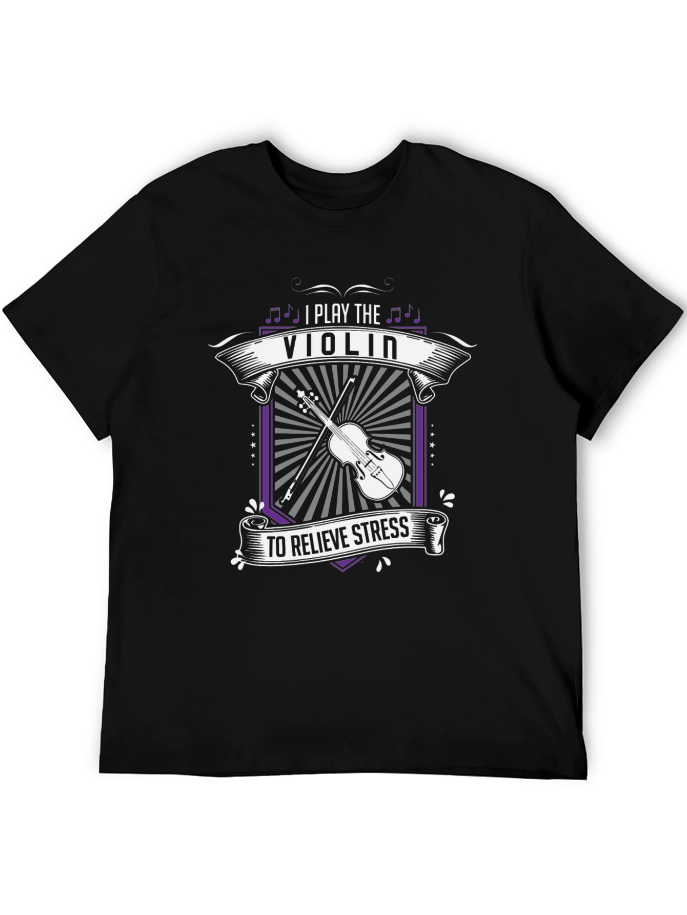 I Play the Violin to Relieve Stress Black T-Shirt