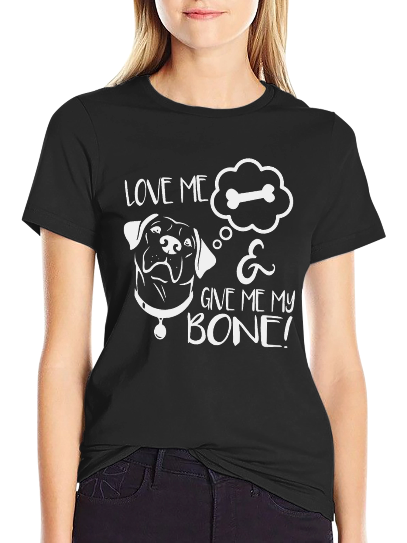 Love Me & Give Me My Bone! Black T-Shirt