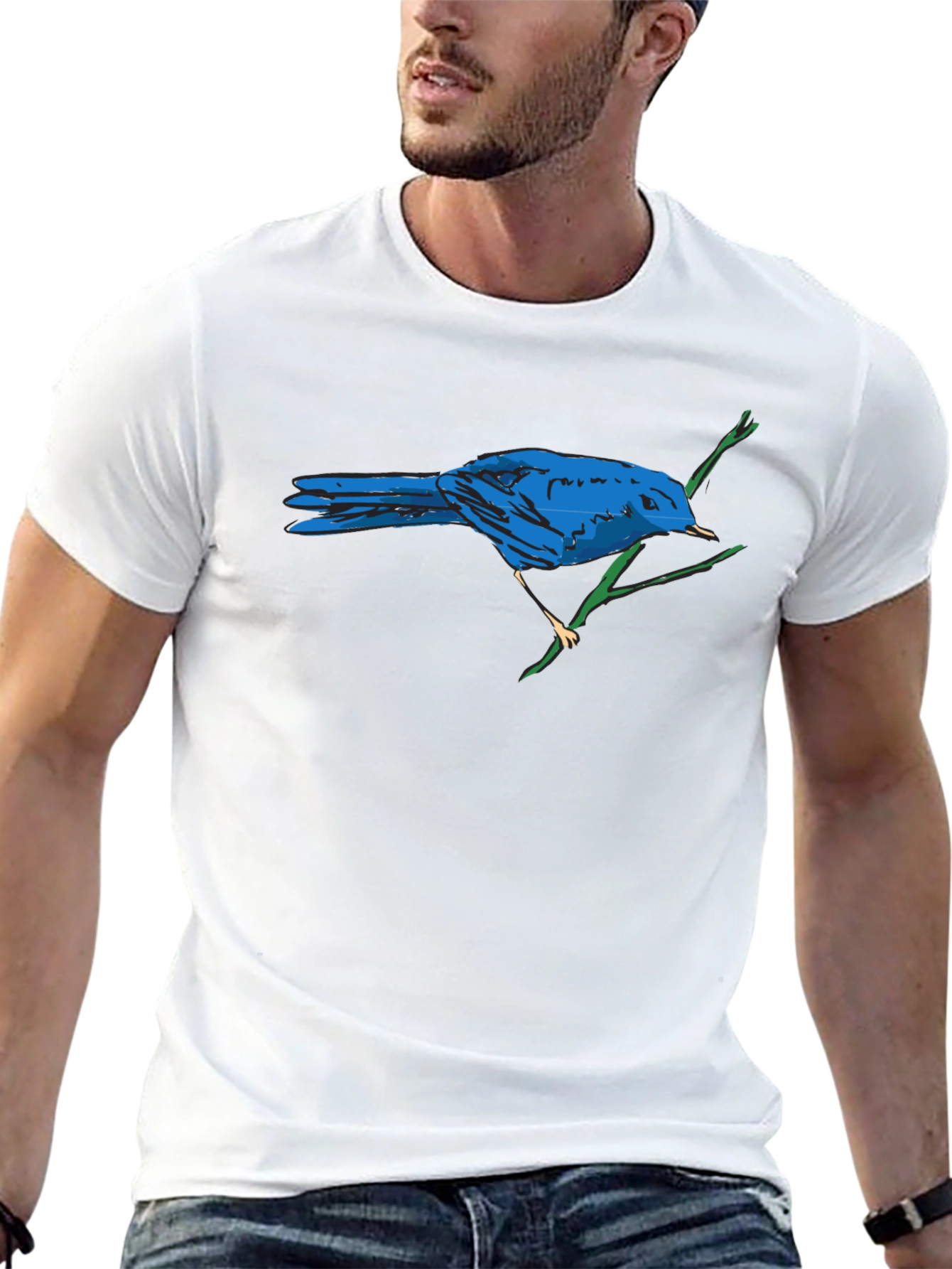 Blue Bird Graphic Print T-Shirt