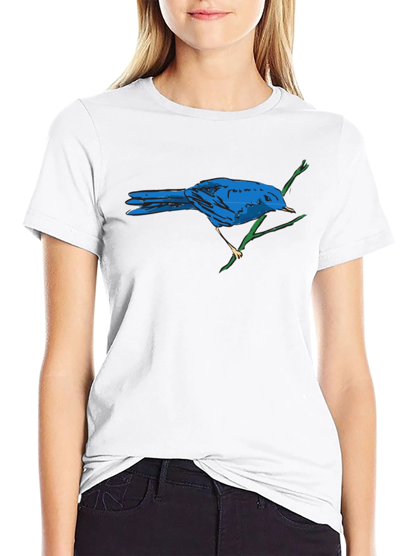 Blue Bird Graphic Print T-Shirt