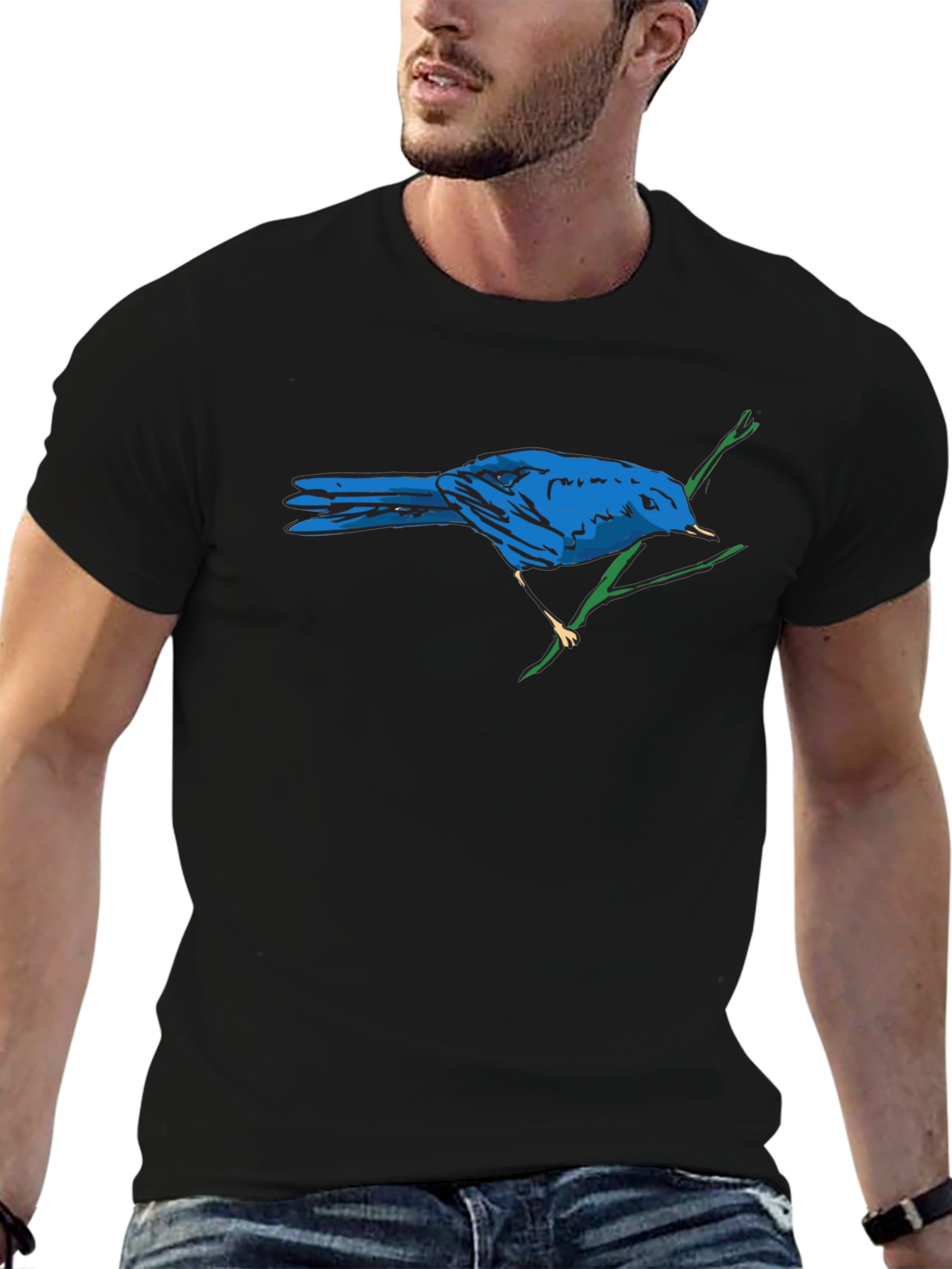 Blue Bird Graphic Print T-Shirt