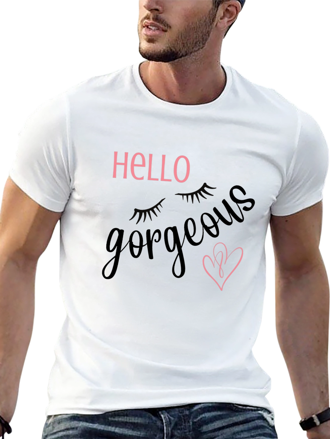 Hello Gorgeous Graphic Tee - Stylish Black T-Shirt