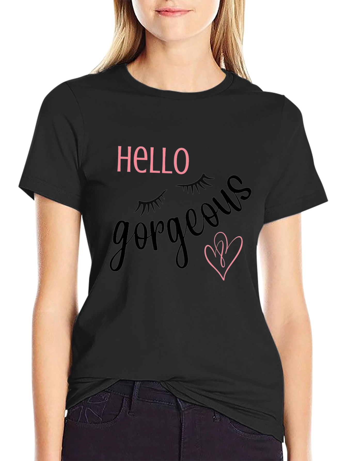 Hello Gorgeous Graphic Tee - Stylish Black T-Shirt