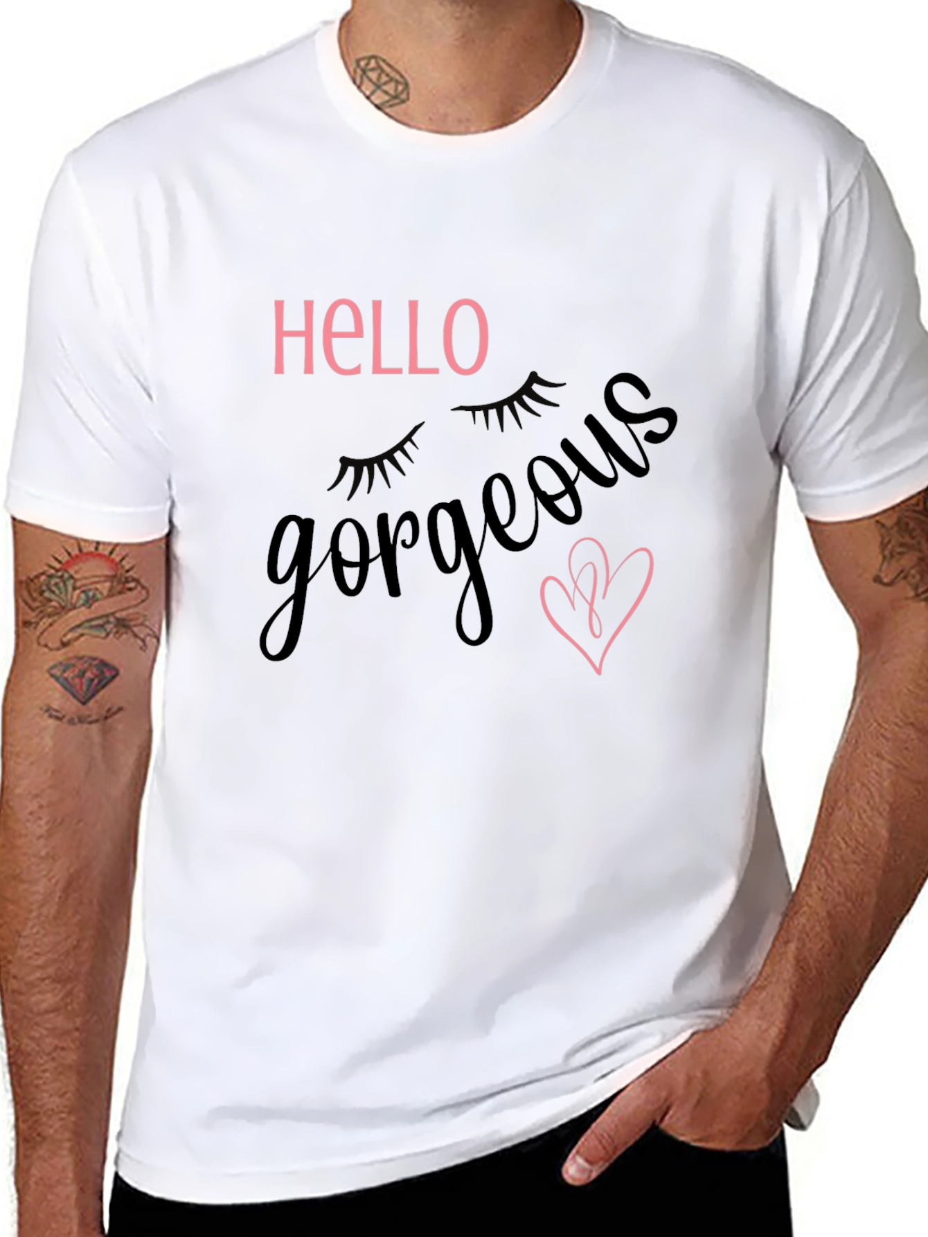 Hello Gorgeous Graphic Tee - Stylish Black T-Shirt